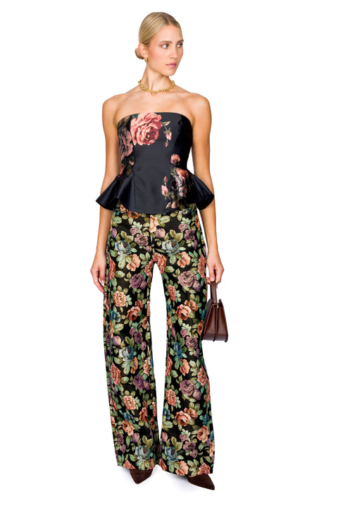 Flower Printed Strapless Waisted Top