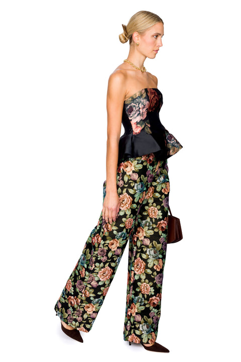 Flower Printed Strapless Waisted Top