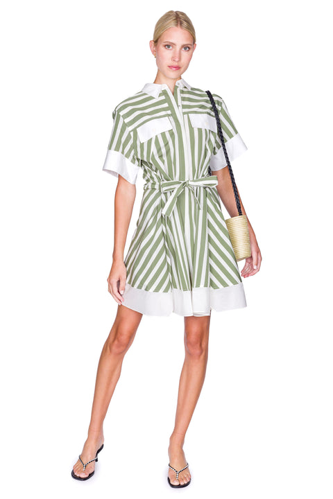Striped Short Sleeve Shirt Dress