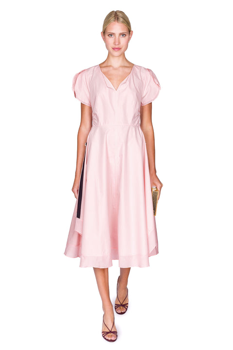 Soft Tulip Sleeve V-Neck Dress