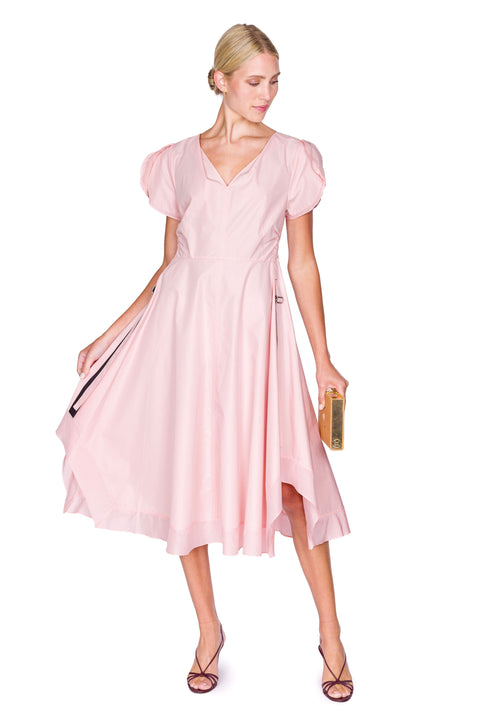 Soft Tulip Sleeve V-Neck Dress