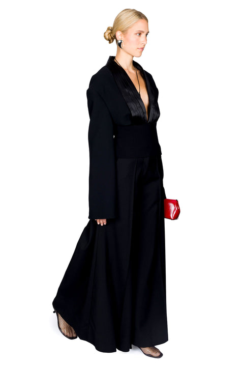 Cummerbund Collar Tuxedo Top