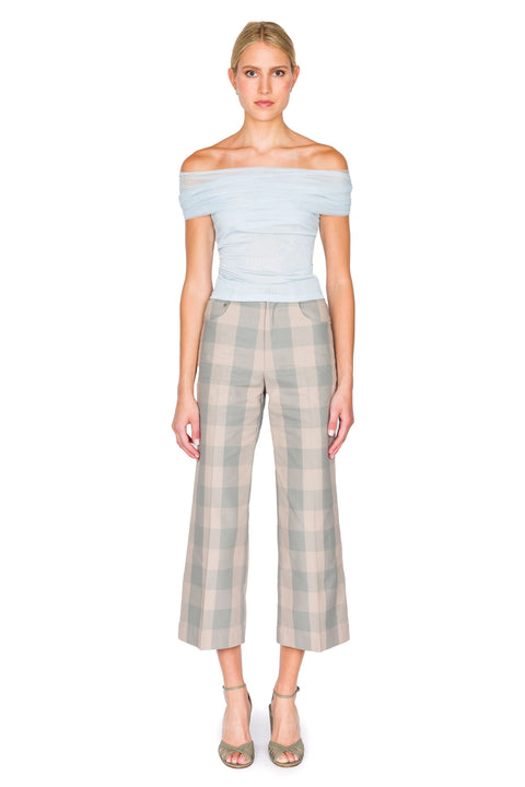 Crossed Tulle Ribbed Top