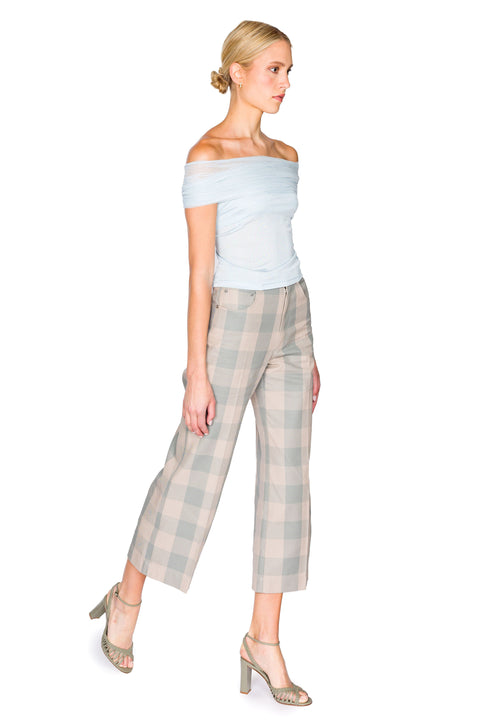 Crossed Tulle Ribbed Top