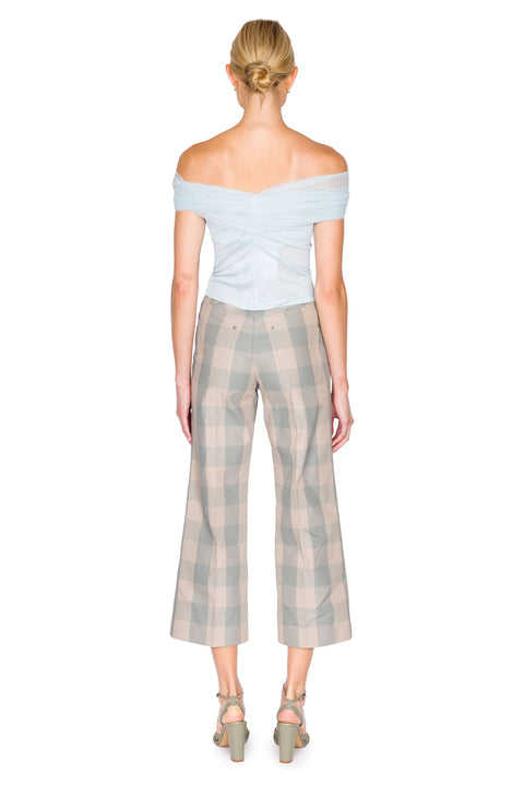 Crossed Tulle Ribbed Top