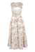 Ghost image of the back of the white and flower print midi linen dress with cutout.