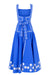 Ghost image of the back of the blue cotton midi dress with tie.