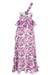 Ghost image of the back of the pink floral linen midi dress.