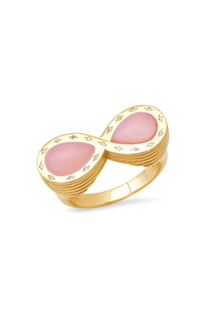 Pink Opal and Diamond Infinity Ring