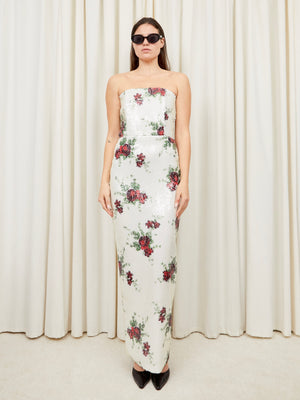 Marilyn Floral Sequin Column Dress