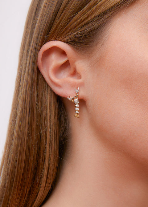 Mini Diamond Lobster Stud Earring
