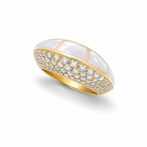 Eclipse Curved Mother Of Pearl & Diamond Ring