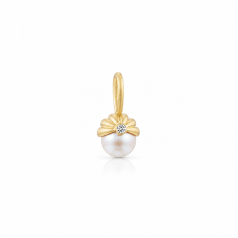 Pearl And Diamond Scallop Pendant