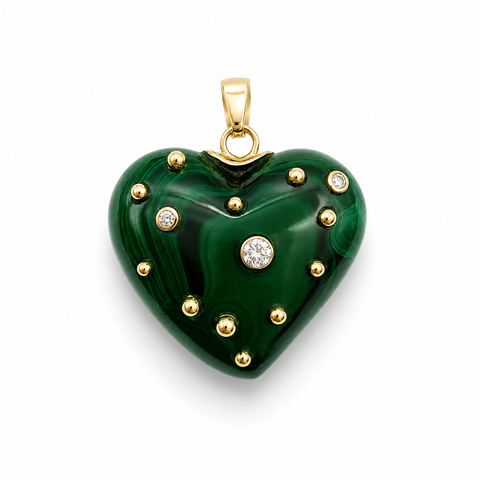 Malachite Studded Heart Pendant