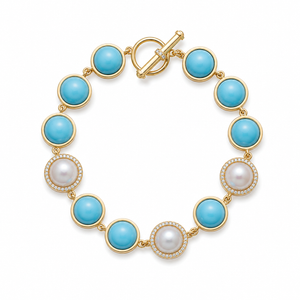 Eclipse Bracelet Turquoise And Pearl With Diamonds