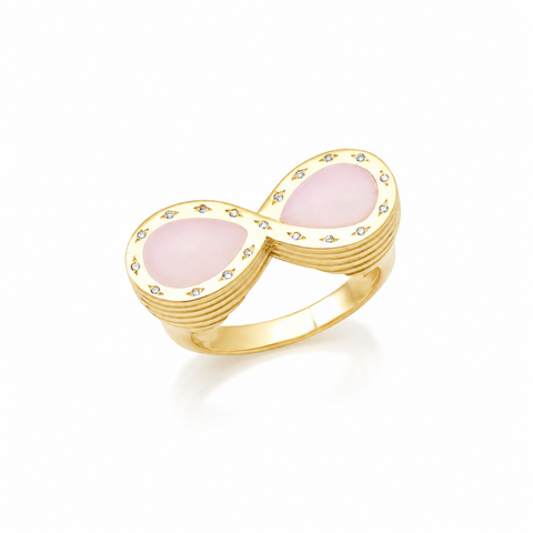 Pink Opal and Diamond Infinity Ring