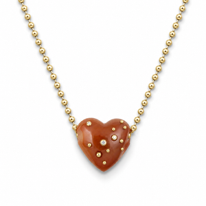 Carnelian Agate Studded Heart Bead Pendant
