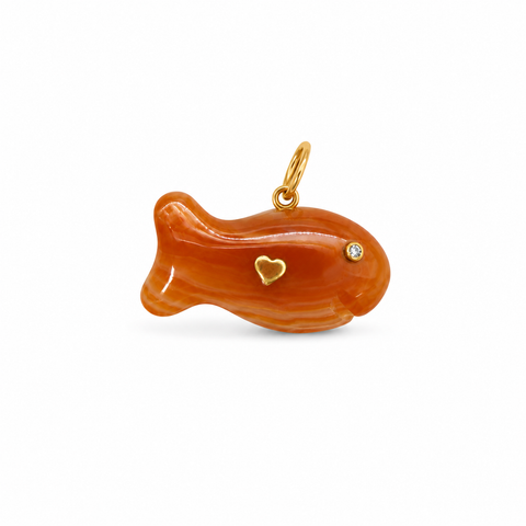 Carved Carnelian Agate Fish Pendant