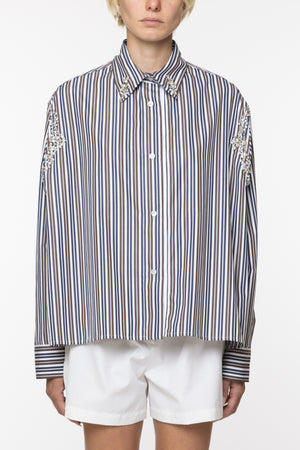 Striped Boyfriend Shirt With Embroidery