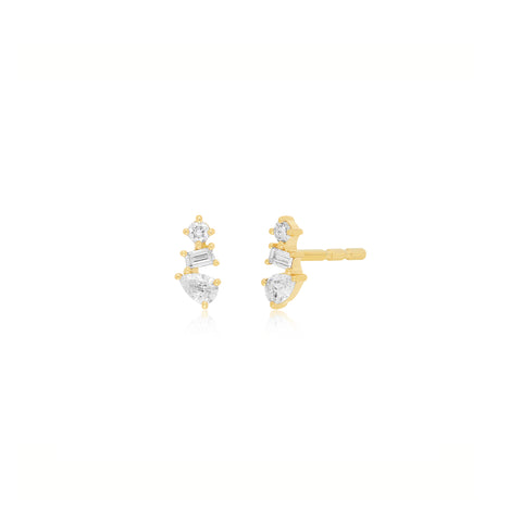Multi Faceted Diamond Stud Earring