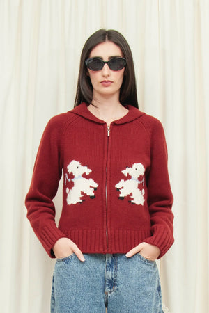 Wellington Poodle Zip-Up Sweater
