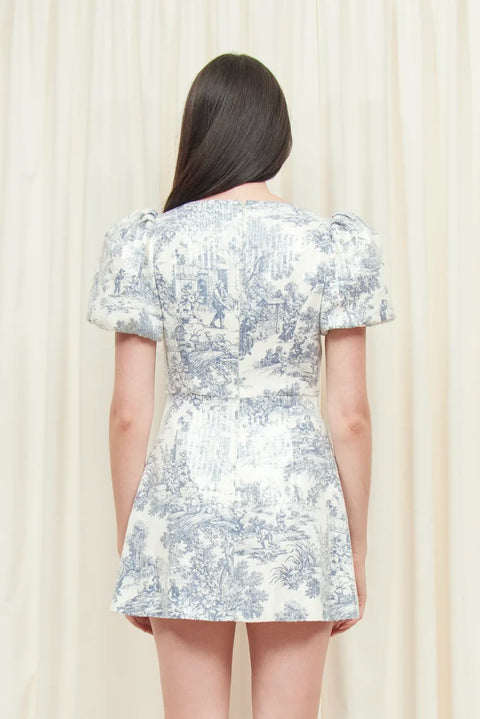 Helene Puff Sleeve Sequin Toile Mini Dress