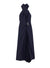 Ghost image of the navy midi dress on a white background