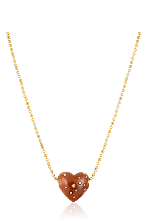 Carnelian Agate Studded Heart Pendant