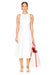 Model styled wearing the white arlet sleeveless dress in stretch twill.