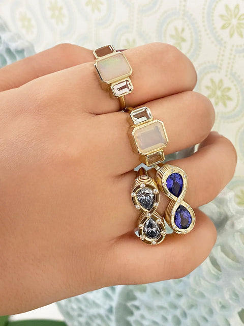 Opal and Amethyst Trilogy Ring