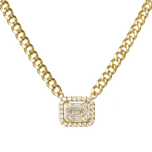 Diamond Illusion Necklace On Flat Cuban Link