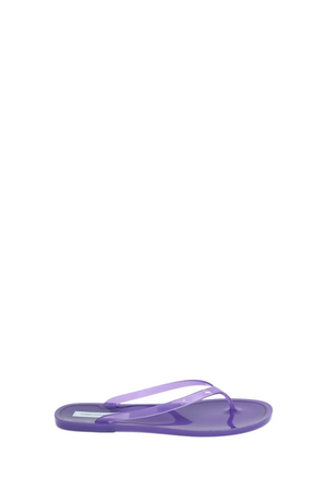 A single translucent purple jelly thong sandal shown from a side profile view against a plain white background.
