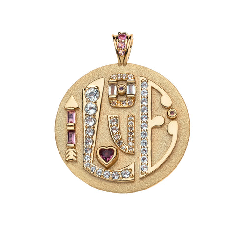Jumbo LOVE Embellished Pendant Stone Classic Rolo Chain