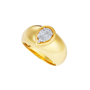 Ghost image of the yellow gold and pear diamond illusion ring.