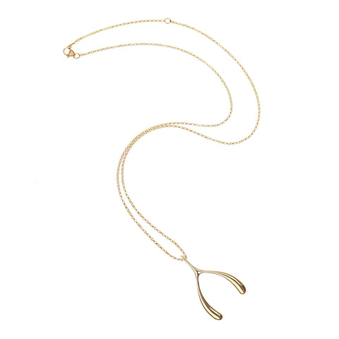 Lucky Gold Wishbone Pendant