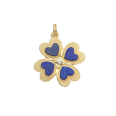 LUCKY In Love Clover Pendant With Lapis Drawn Link Chain