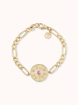 En Route Bracelet Figaro Chain Pink Tourmaline