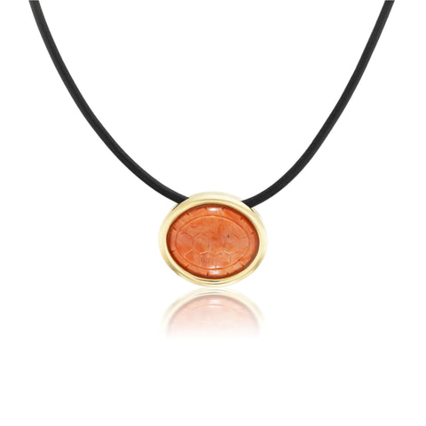 OAK Vintage Necklace With Tortoise Shell Pattern Carved