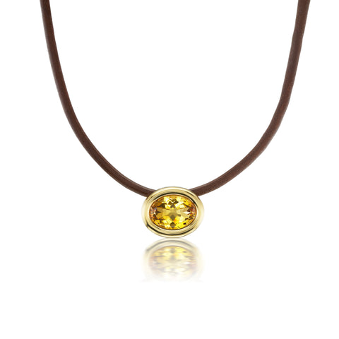 Scuba Leather Choker With Citrine