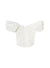Ghost image of the white off shoulder crop top on a white background