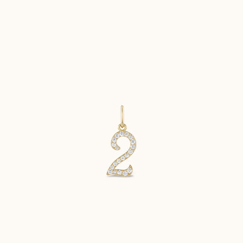Pave Number "2" Charm