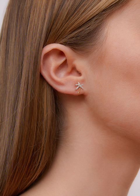 Palm Tree Diamond Stud Earring