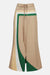 Ghost image of the beige midi skirt with yellow and green stripe detailing on a white background