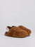 Side view of the marni fussbett sabot strap shoe with brown shearling.