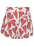 Ghost image of the heart pleated shorts in red with blue outline