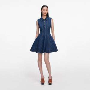 Denim Broderie Mini Dress