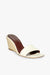 Front and side view of the cream leather espadrille wedge