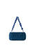 Blue suede Bean bag with a beaded strap