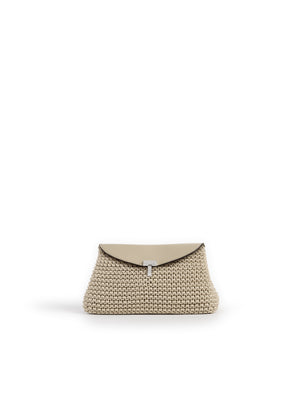 T-Lock Woven Leather Clutch