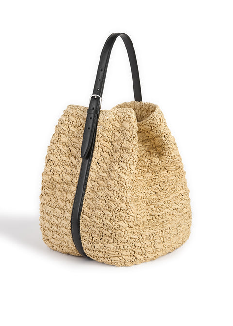 Belted Raffia Tote
